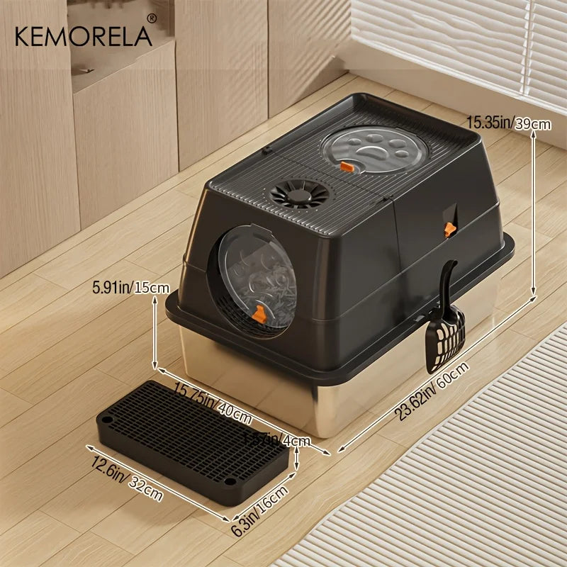Stainless Steel Cat Litter Box with Lid