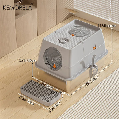 Stainless Steel Cat Litter Box with Lid