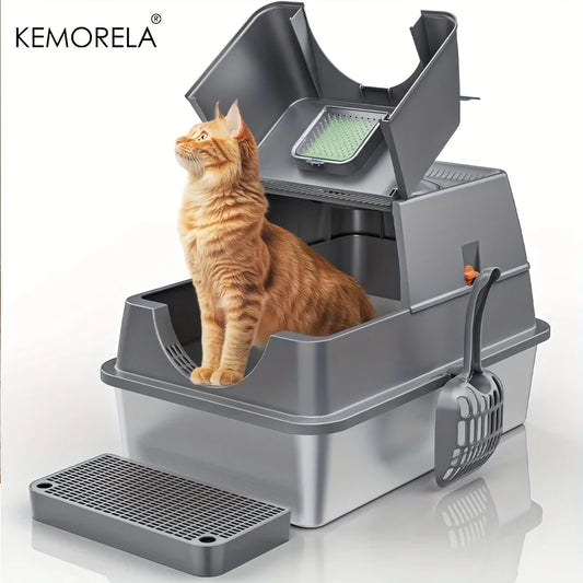 Stainless Steel Cat Litter Box with Lid