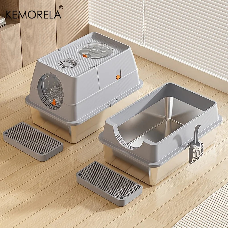 Stainless Steel Cat Litter Box with Lid