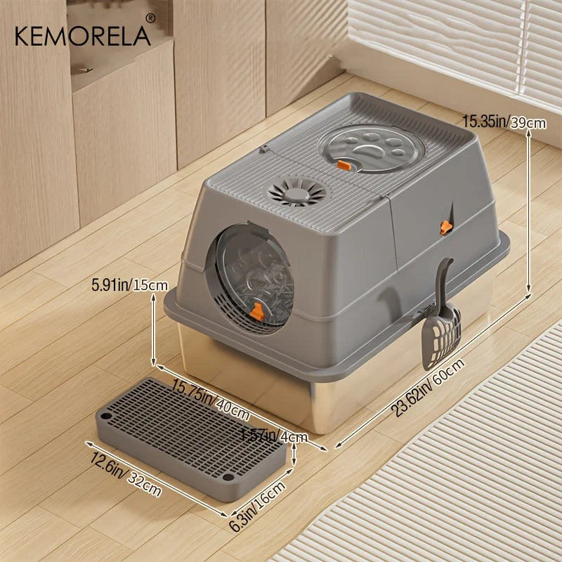 Stainless Steel Cat Litter Box with Lid