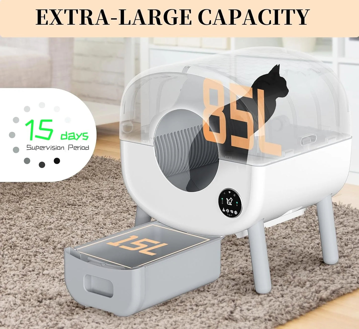 Large Automatic Litter Box Self Cleaning for Multiple Cats
