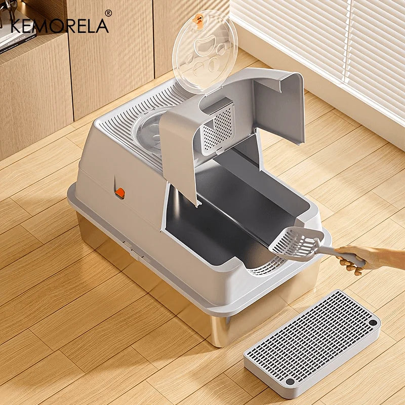 Stainless Steel Cat Litter Box with Lid